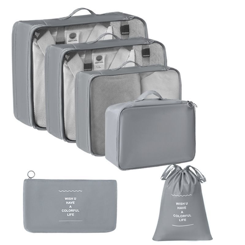 Lightweight Travel Clothing Storage Pouches, Suitcase Garment Sorting Organizer, 6 Pcs Travel Packing Set, Grey, Convenient Short Trip Gift