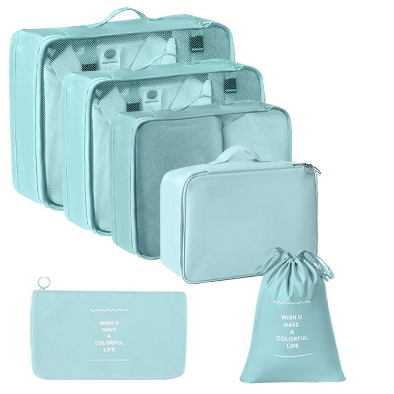 Portable Suitcase Packing Pouches, Garment Travel Storage Organizer For Vacation, 6 Pcs Travel Set, Light Blue, Handy Holiday Travel Gift
