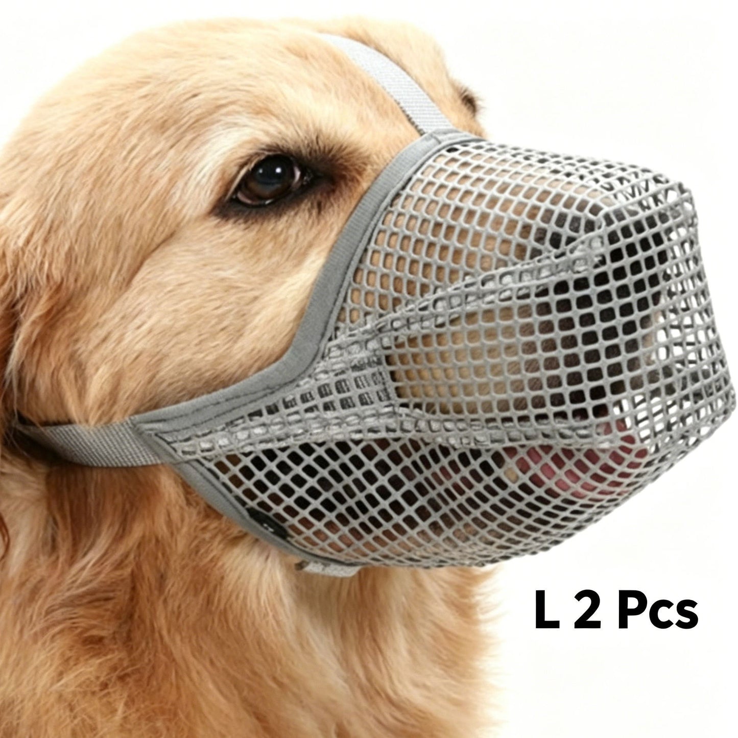Grey Mesh Dog Muzzle L 2pcs, Drinkable
