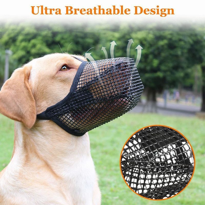 Grey Mesh Dog Muzzle XL 2pcs, Drinkable