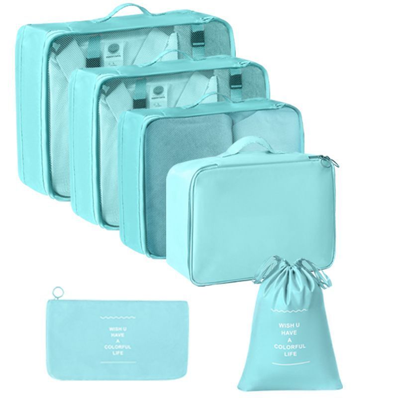 Lightweight Suitcase Clothes Packing Organizer Set, 6 Pcs Travel Storage Pouches, Bright Blue, Lovely Holiday Traveller Gift