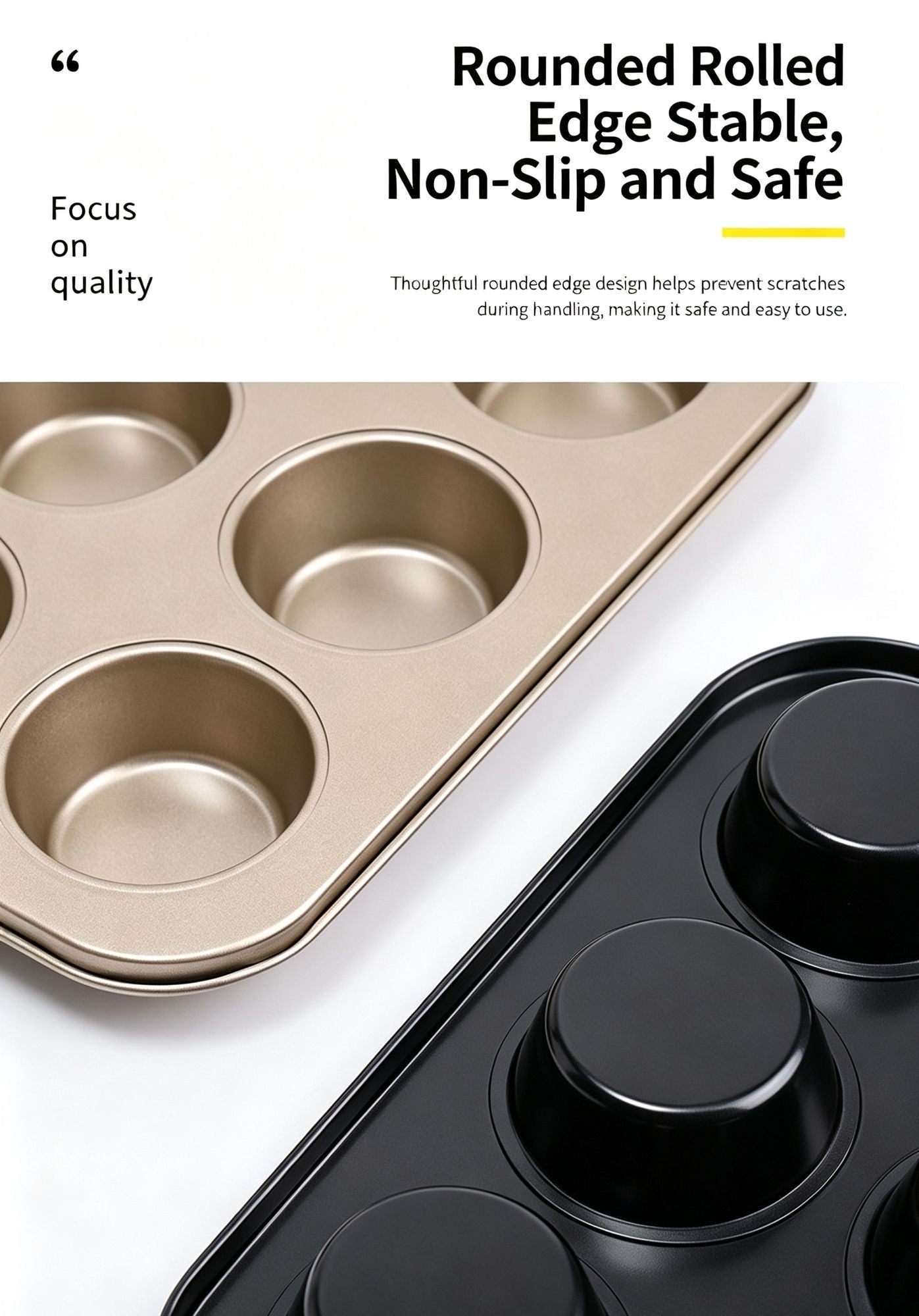 Non-Stick Muffin Baking Pan, Household Oven Cake Bread Mould, Gold 12-Cup Baking Tray, Set Of 2, Multi-Purpose DIY Baking Tool