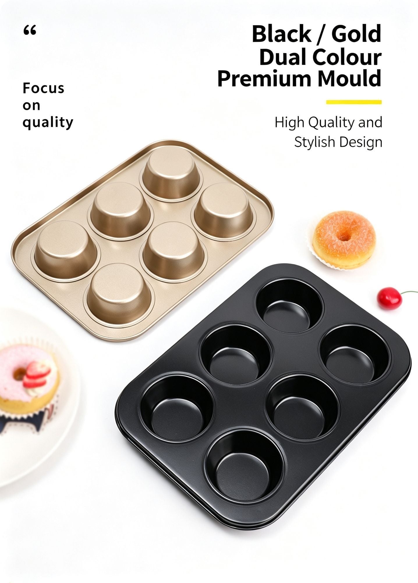 Non-Stick Mini Muffin Baking Pan, Household Oven Cupcake Mould, Black Mini 12-Cup Tray, Set Of 2, Handy Home Baking Gadget