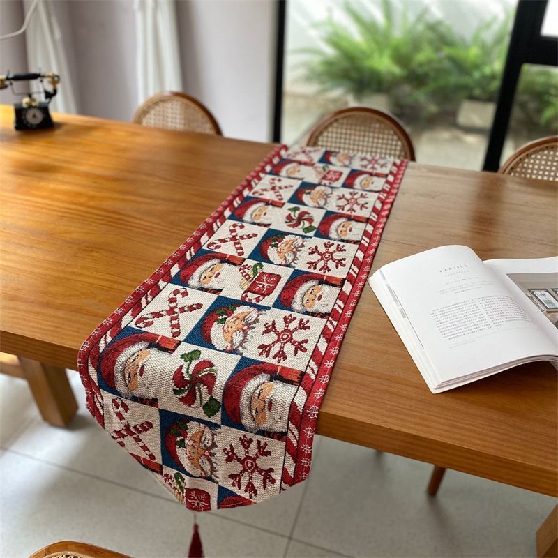 Christmas Party Decor Table Runner, Long Dining Table Cloth, Indoor Cabinet Towel, 33*280cm, Pattern 06