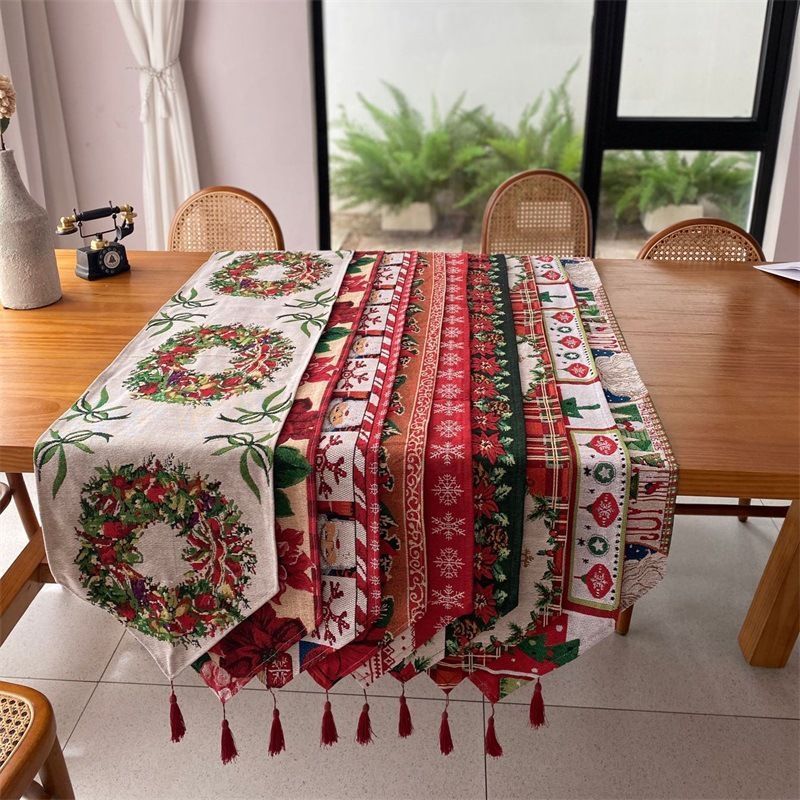 Xmas Themed Table Runner, Long Strip Dining Decor Cloth, Household Cabinet Scarf, 33*260cm, Pattern 08