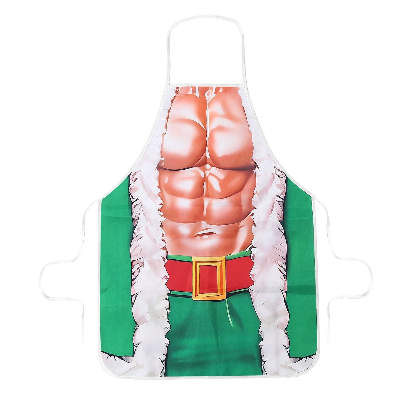 Green Muscle Man Print Party Apron, Stain‑Resistant Waterproof Kitchen Wear, Suitable for Christmas & Halloween Themed Party, 75*52cm