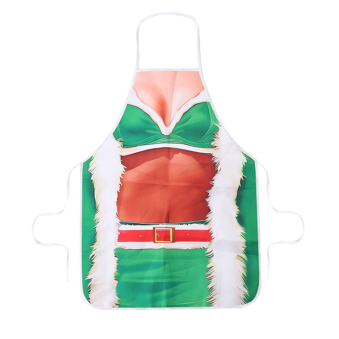 Green Muscle Female Design Party Apron, Home Cooking Apron, Fun Dress‑up Supply for Holiday Entertainment, 75*52cm