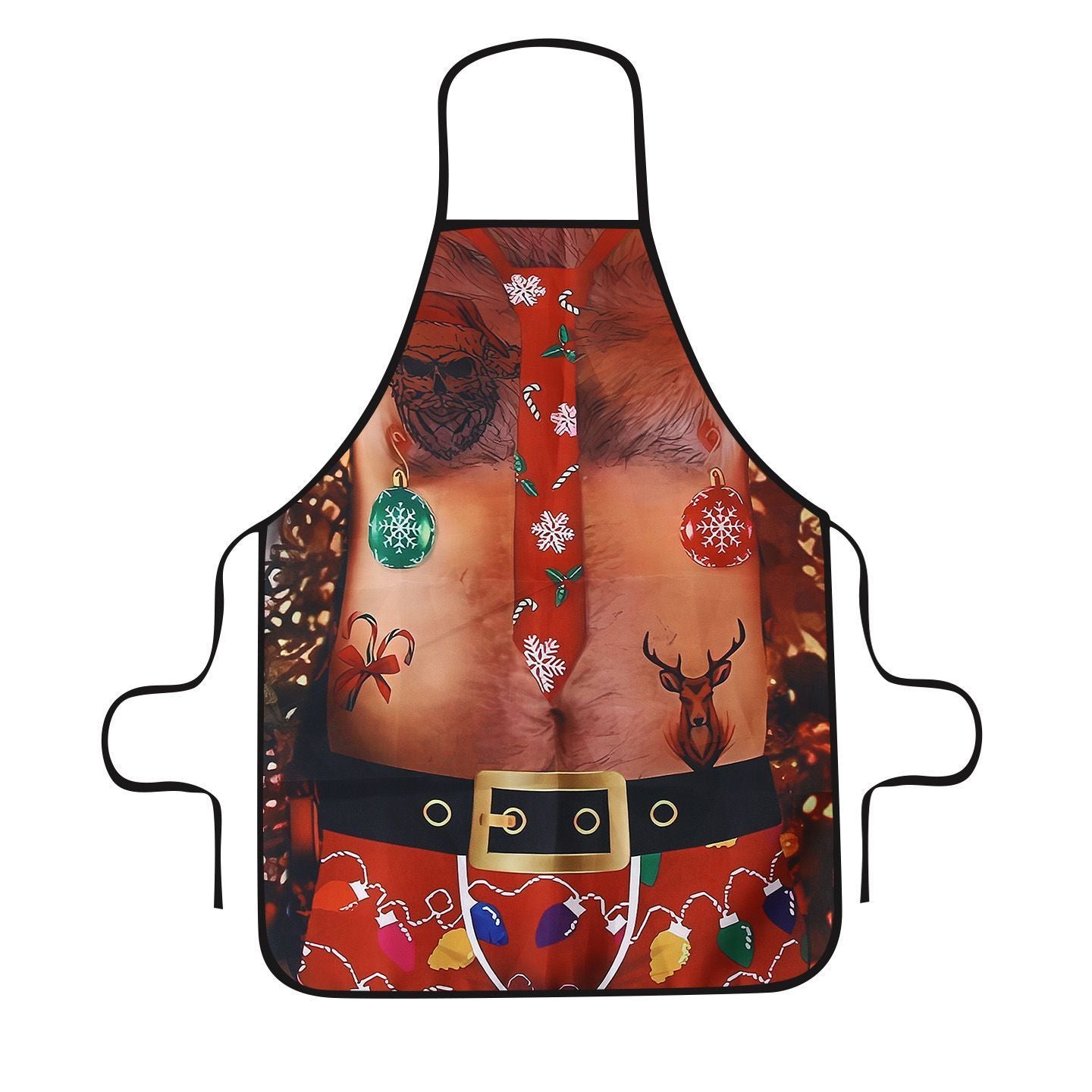Funny Black Men‑style Party Apron, Waterproof Kitchen Apron, Novelty Costume Prop for Christmas & Halloween Party, 75*52cm