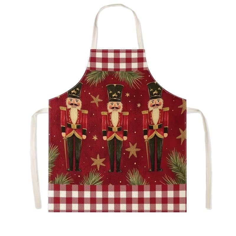 Vintage Christmas & Halloween Apron, 56x45 cm Flannel, soft and warm, standard fit, great for adding retro charm to your holiday cooking.