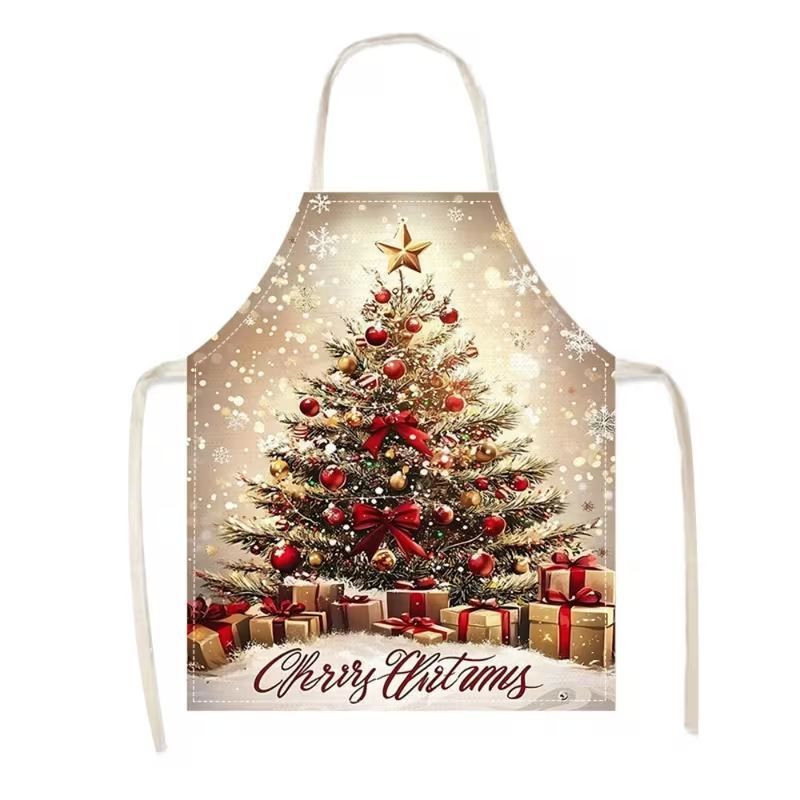 Kitchen Christmas & Halloween Apron, 56x45 cm Light Cotton Linen, lightweight and breathable, standard fit, features extra-long ties for a secure fit.