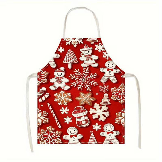 Festive Christmas & Halloween Apron, 56x45 cm Light Cotton Linen, lightweight and breathable, standard fit, multiple pockets to hold utensils and napkins.