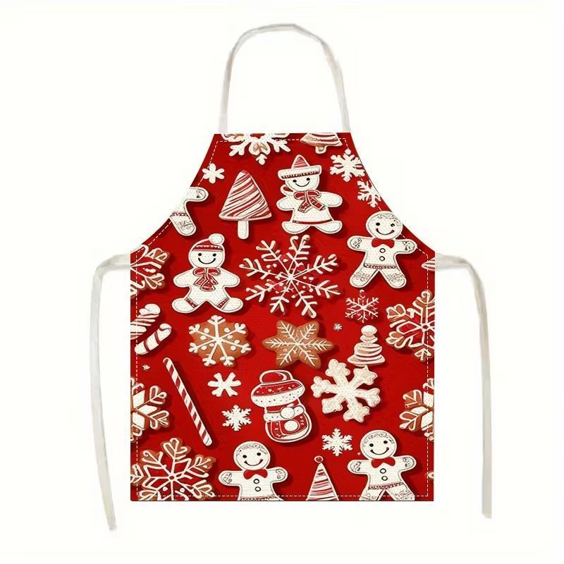 Festive Christmas & Halloween Apron, 75x65 cm Light Cotton Linen, lightweight and breathable, large size offers extra coverage, multiple pockets to hold utensils and napkins.