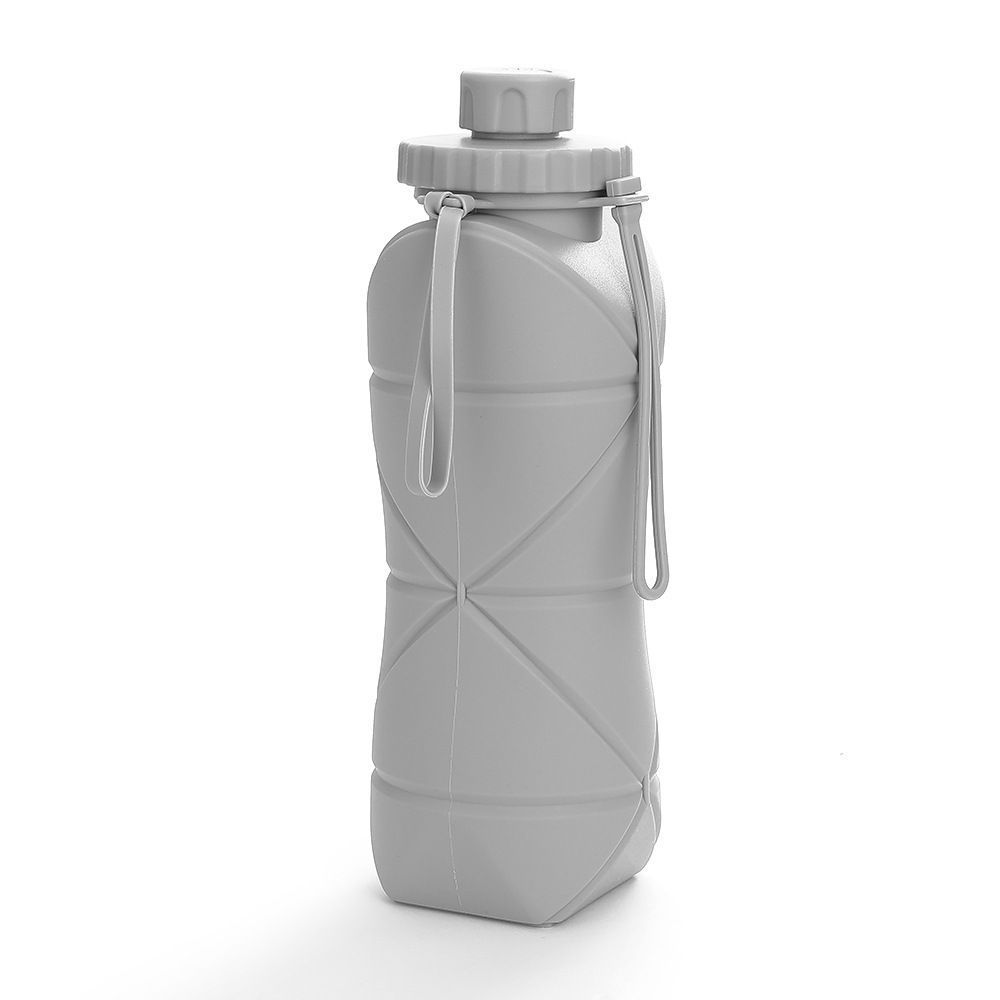 Retractable Silicone Portable Drinking Vessel with Heat Resistance, Large Volume Outdoor Travel Water Flask for Hiking, Picnic Outings and Christmas Present Selection, 800ml, Gray