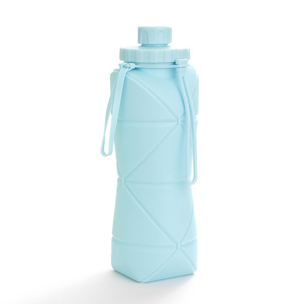Heat Resistant Food Grade Telescopic Silicone Travel Water Bottle, Foldable Portable Outdoor Drinking Flask for Long Trips and Christmas Festival Gift Packages, 800ml, Blue