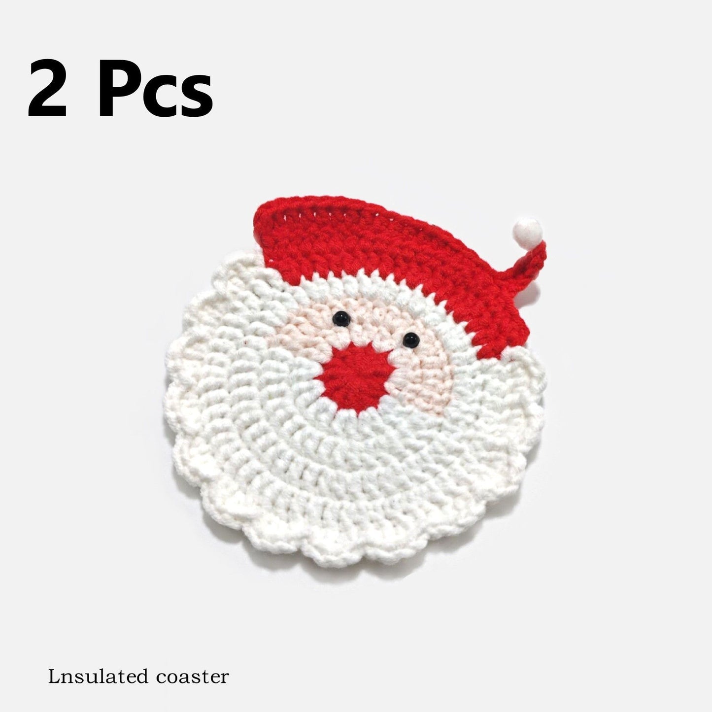 Santa Beard Shaped Cup Coasters Set of 2, Christmas & Halloween Party Table Ornament, Exquisite Holiday Souvenir Gift, Non-slip Heat Insulation Desk Mat