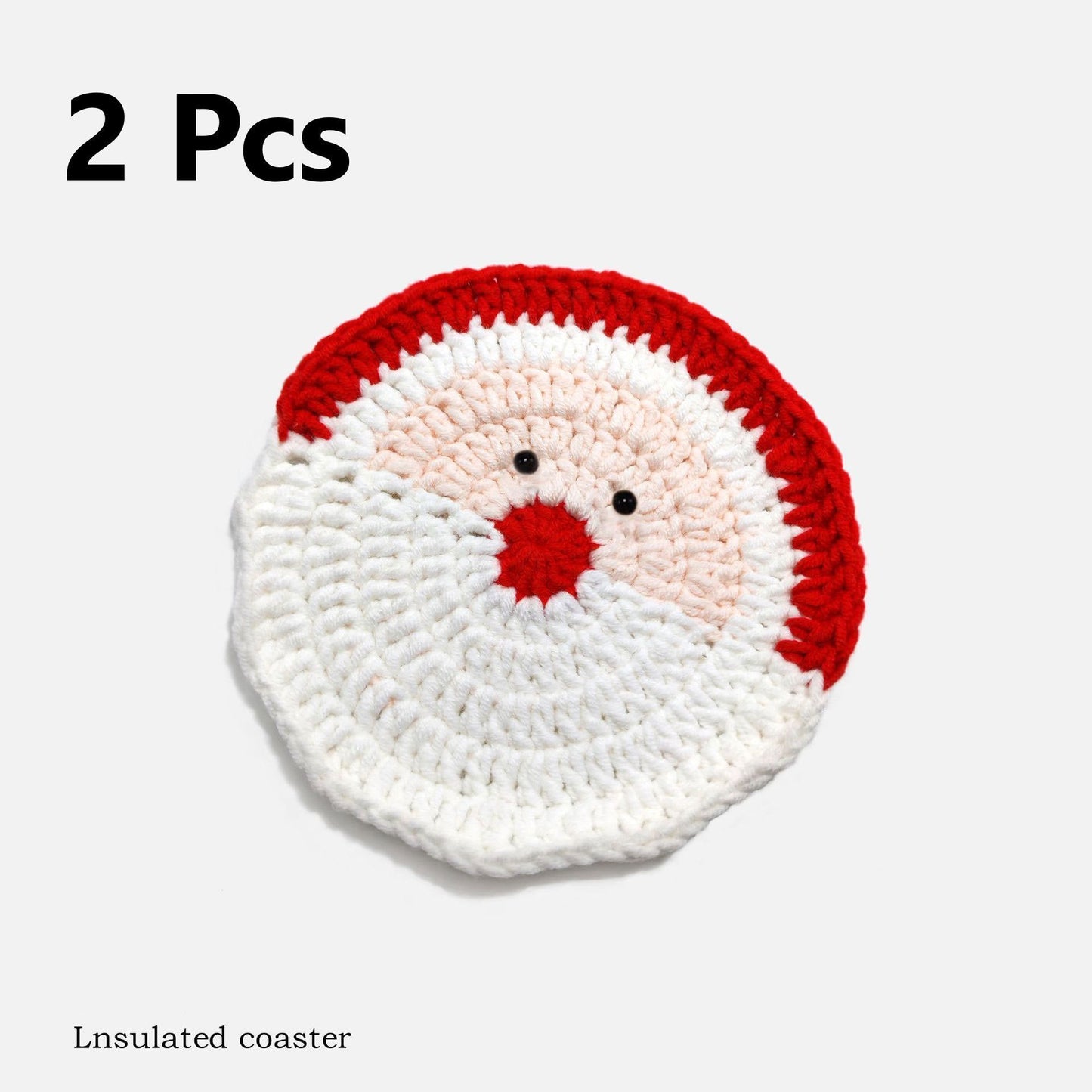 Round Santa Pattern Drink Coasters Pack of 2, Christmas & Halloween Home Decor, Practical Holiday Gift for Family Friends, Coffee Cup Table Surface Protector