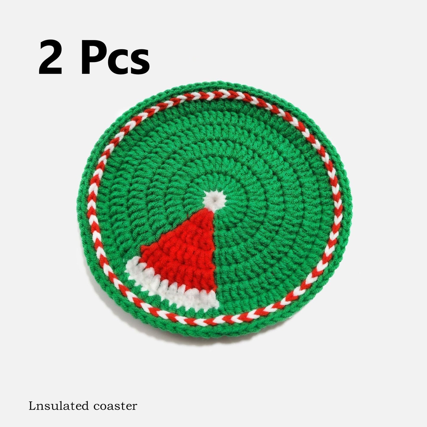 Christmas Hat Decorative Table Coasters Pack of 2, Christmas & Halloween Festive Table Setting Accessory, Mini Holiday Present, Anti-wear Desktop Cup Holder Mat