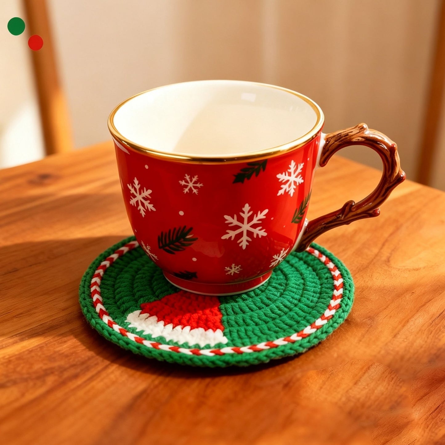 Christmas Hat Decorative Table Coasters Pack of 2, Christmas & Halloween Festive Table Setting Accessory, Mini Holiday Present, Anti-wear Desktop Cup Holder Mat