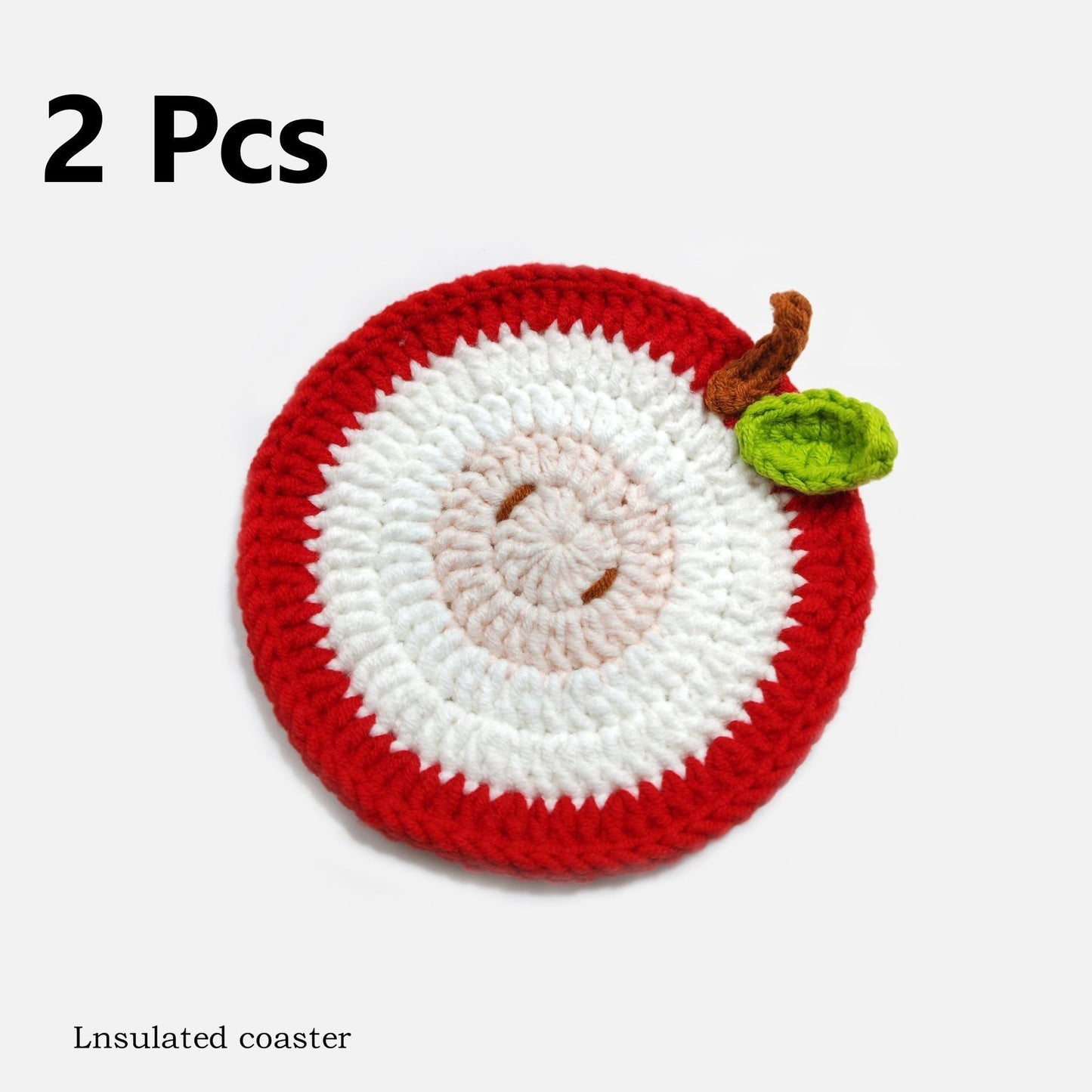 Apple Shaped Universal Cup Coasters Pack of 2, Christmas & Halloween All-scene Table Decor, Sweet Tiny Holiday Gift, Multi-size Cup Heat Insulation Anti-slip Mat