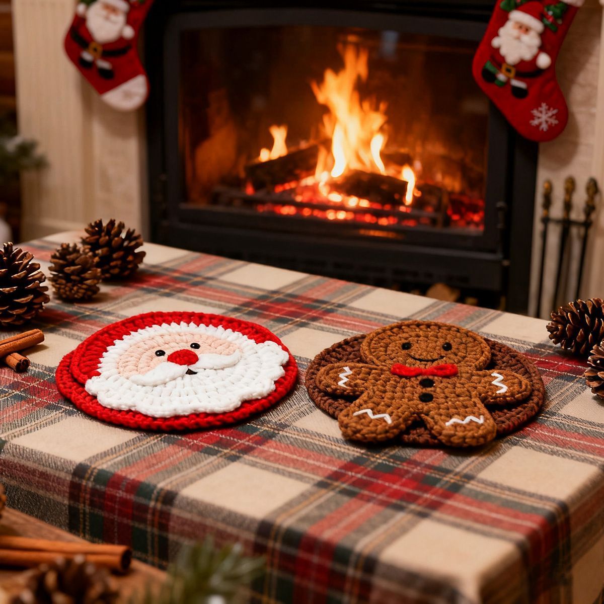 Apple Shaped Universal Cup Coasters Pack of 2, Christmas & Halloween All-scene Table Decor, Sweet Tiny Holiday Gift, Multi-size Cup Heat Insulation Anti-slip Mat