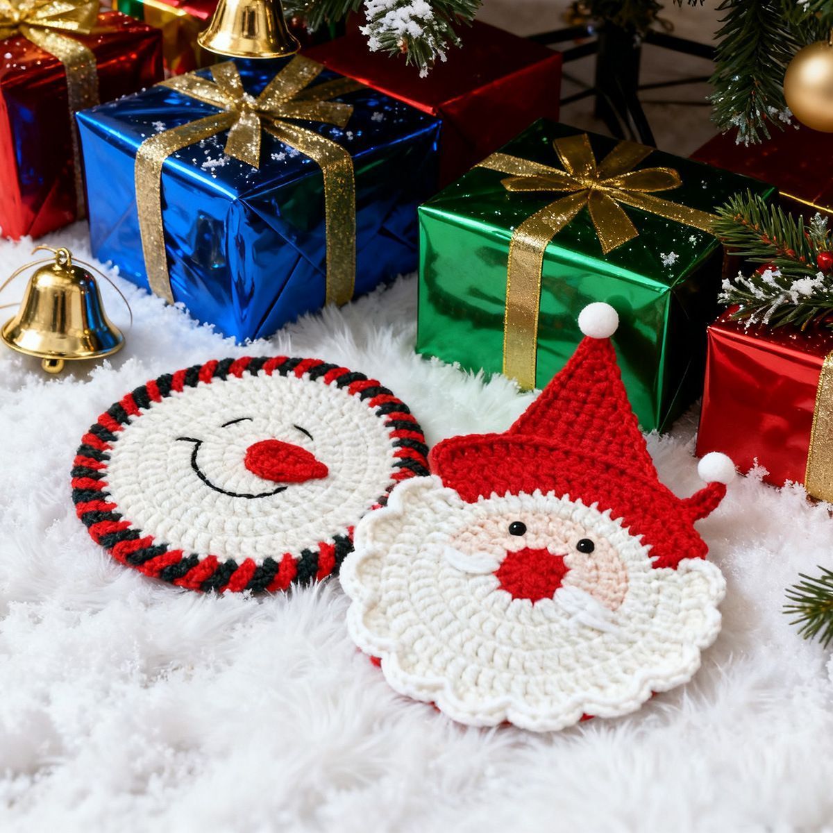 Apple Shaped Universal Cup Coasters Pack of 2, Christmas & Halloween All-scene Table Decor, Sweet Tiny Holiday Gift, Multi-size Cup Heat Insulation Anti-slip Mat