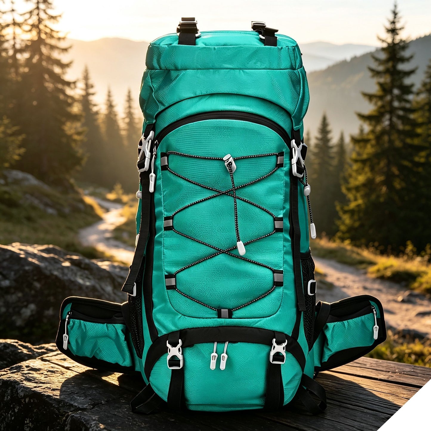 Large Capacity Nylon Hiking Backpack 60L Green,Adjustable Rucksack With Rain Cover,Ideal for Camping Trekking Travel,Christmas Halloween Outdoor Enthusiast Gift