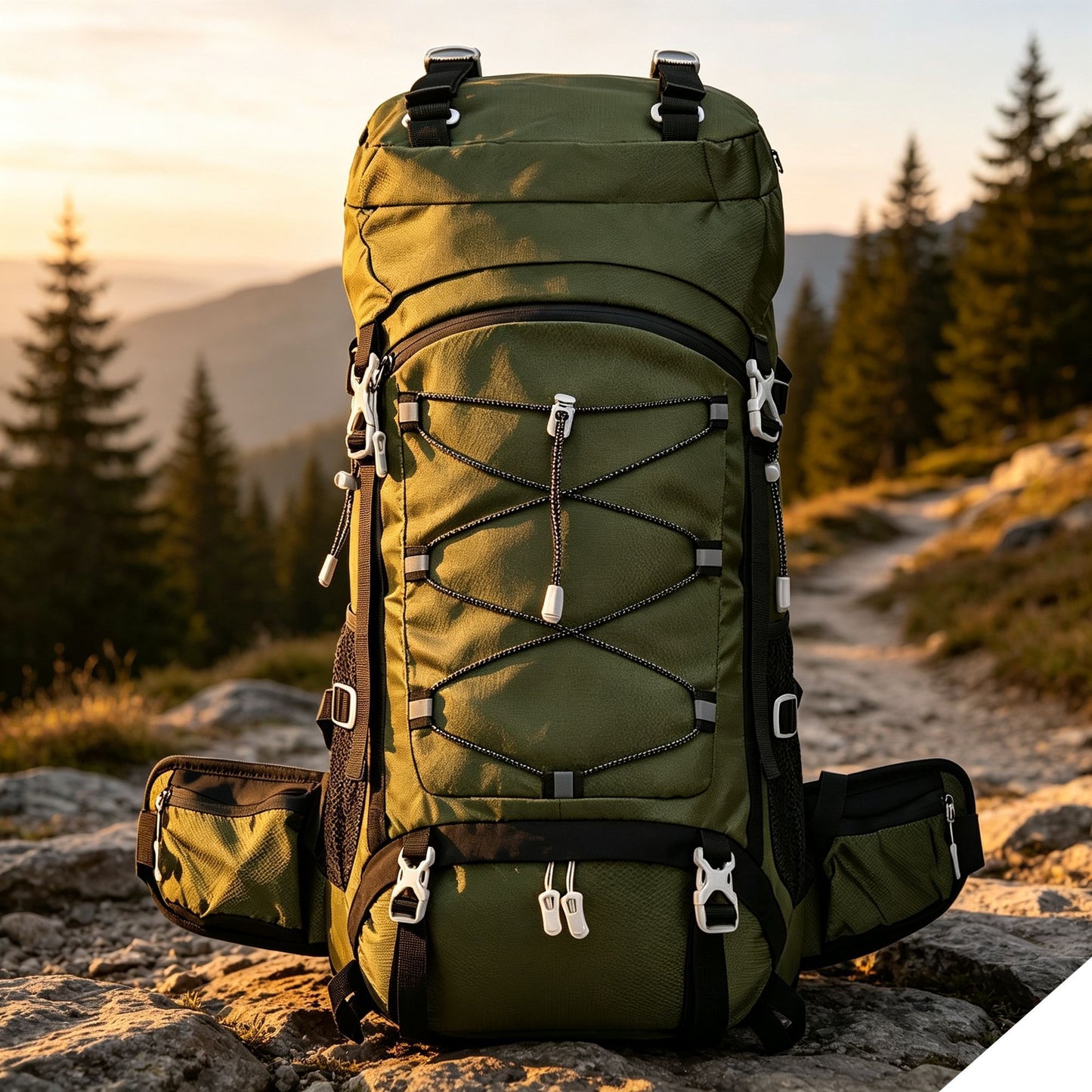 Multi‑Purpose Camping Hiking Backpack 60L Deep Olive Green,Nylon Daypack Equipped with Rain Cover,Sturdy Pack for Trekking & Outdoor Journey,Christmas Halloween Practical Travel Gift