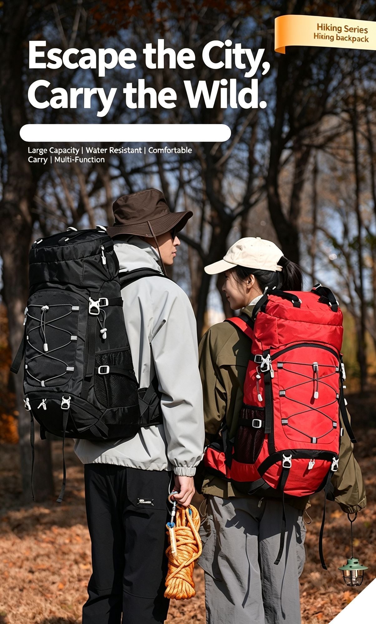 Spacious Nylon Trekking Rucksack 60L Orange,Expandable Backpack With Rain Cover,Suitable for Camping Hiking & Weekend Trip,Christmas Halloween Outdoor Activity Gift
