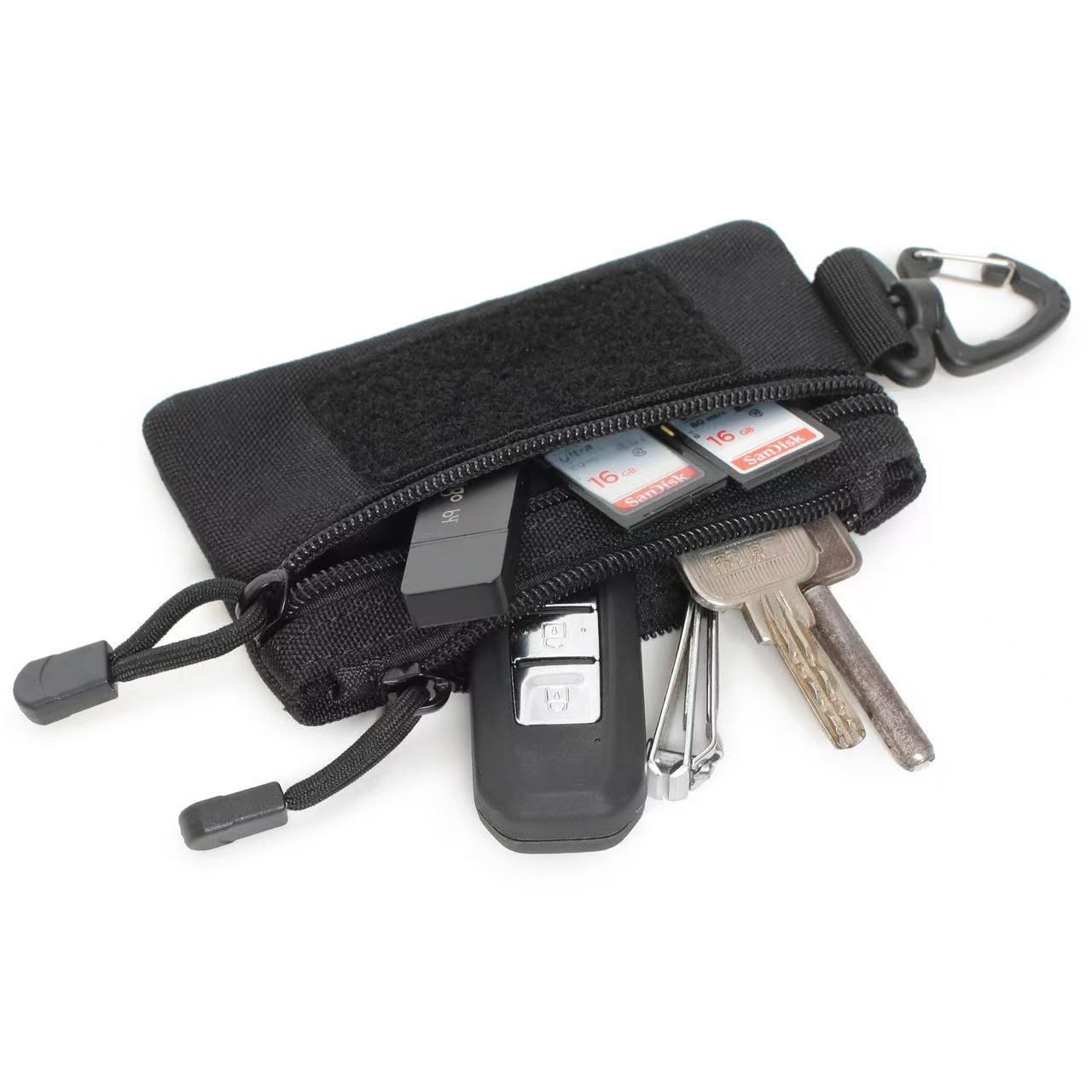 Portable Zipper Waist Pouch for Hiking & Daily Use, Multi‑Purpose Belt Bag for Keys Coins Small Items, Black, Lightweight Outdoor Storage Accessory, Christmas Halloween Practical Outdoor Gift