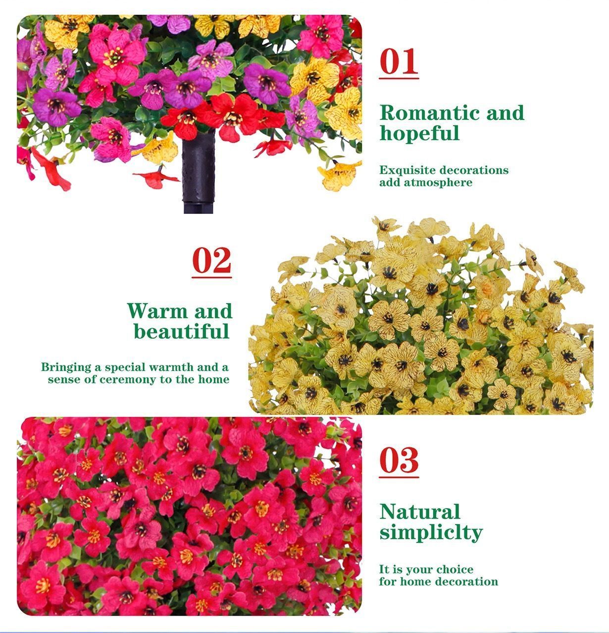 Sky Blue Faux Floral Greenery 3 Pack Garden Stake Home Interior Styling