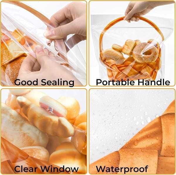 100 Pack [Clear Bread Bags] Holds 450g