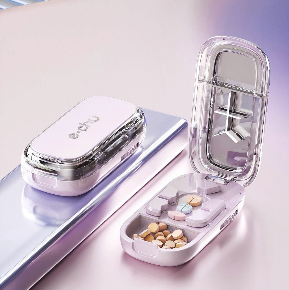 2pcs Cherry Pink Pill Cutter (1/2, 1/3 & 1/4 Cutting)