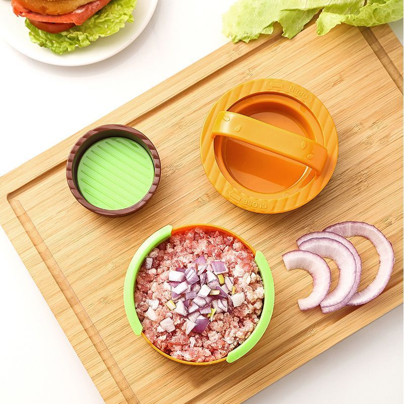 4Pcs Round Hamburger Patty Press Maker Tool Set black