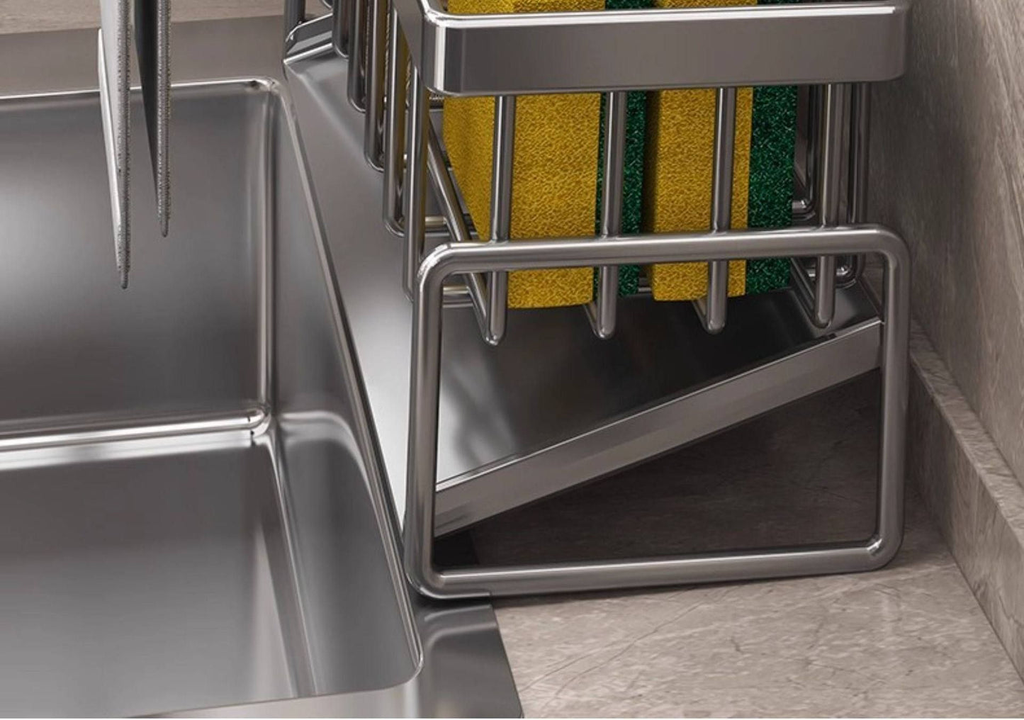 Low Profile Tilted Dish Drying Rack Cream White