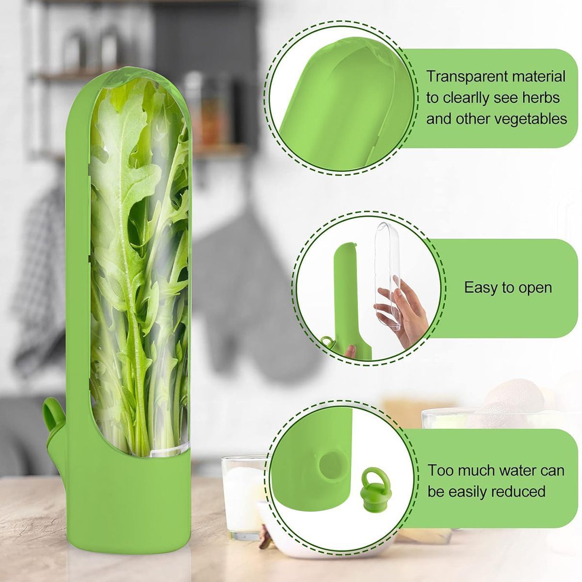 4Pcs Herb & Vegetable Fresh Storage Containers-White