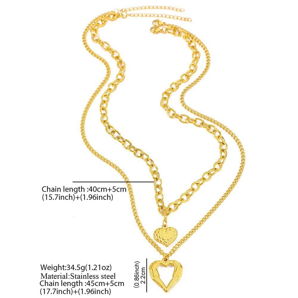 2Pcs Gold Heart Necklace