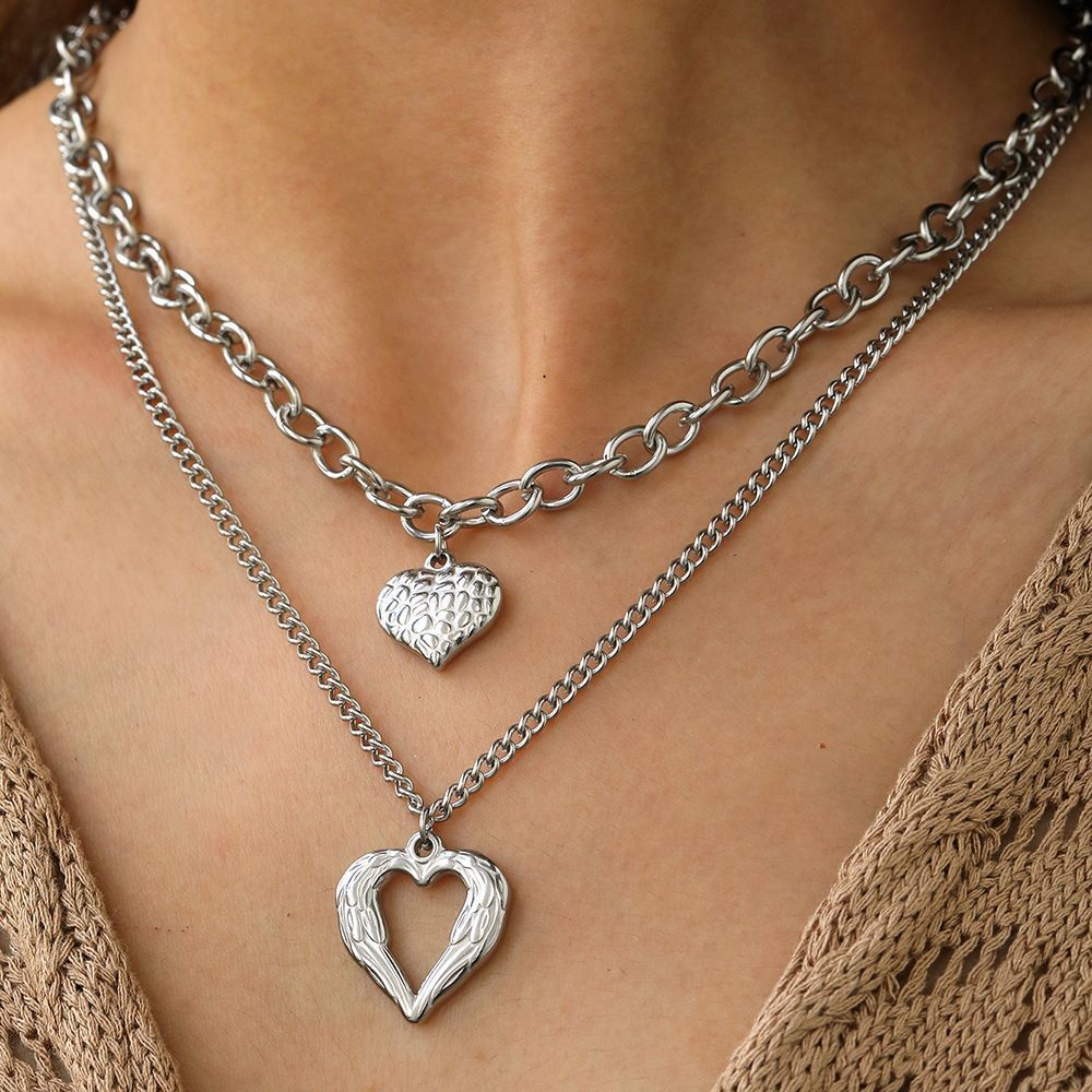 2Pcs Gold Heart Necklace