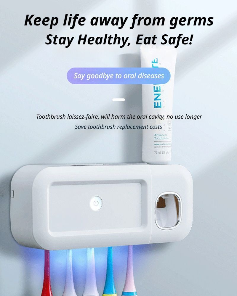 White No-Drill UV Toothbrush Holder