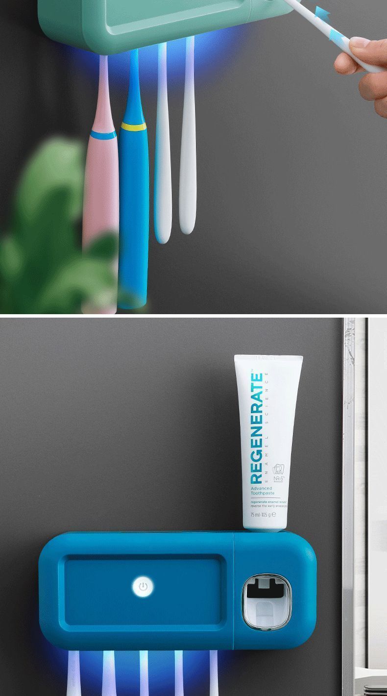 Gray No-Drill UV Toothbrush Holder