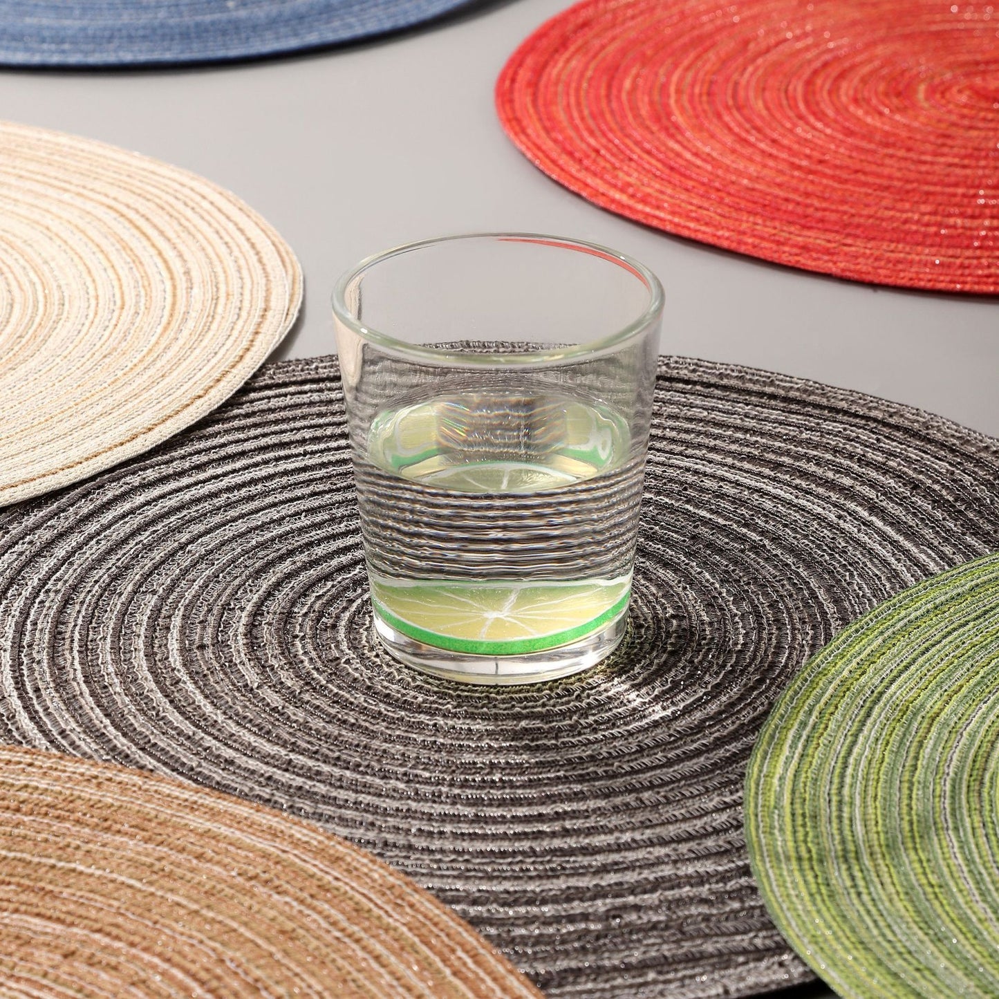 6pcs Round Heat-Resistant Placemat, Black Coffee, 38cm