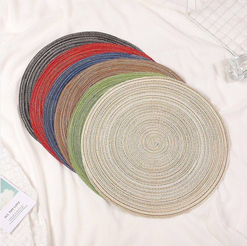 6pcs Round Heat-Resistant Placemat, Beige, 38cm