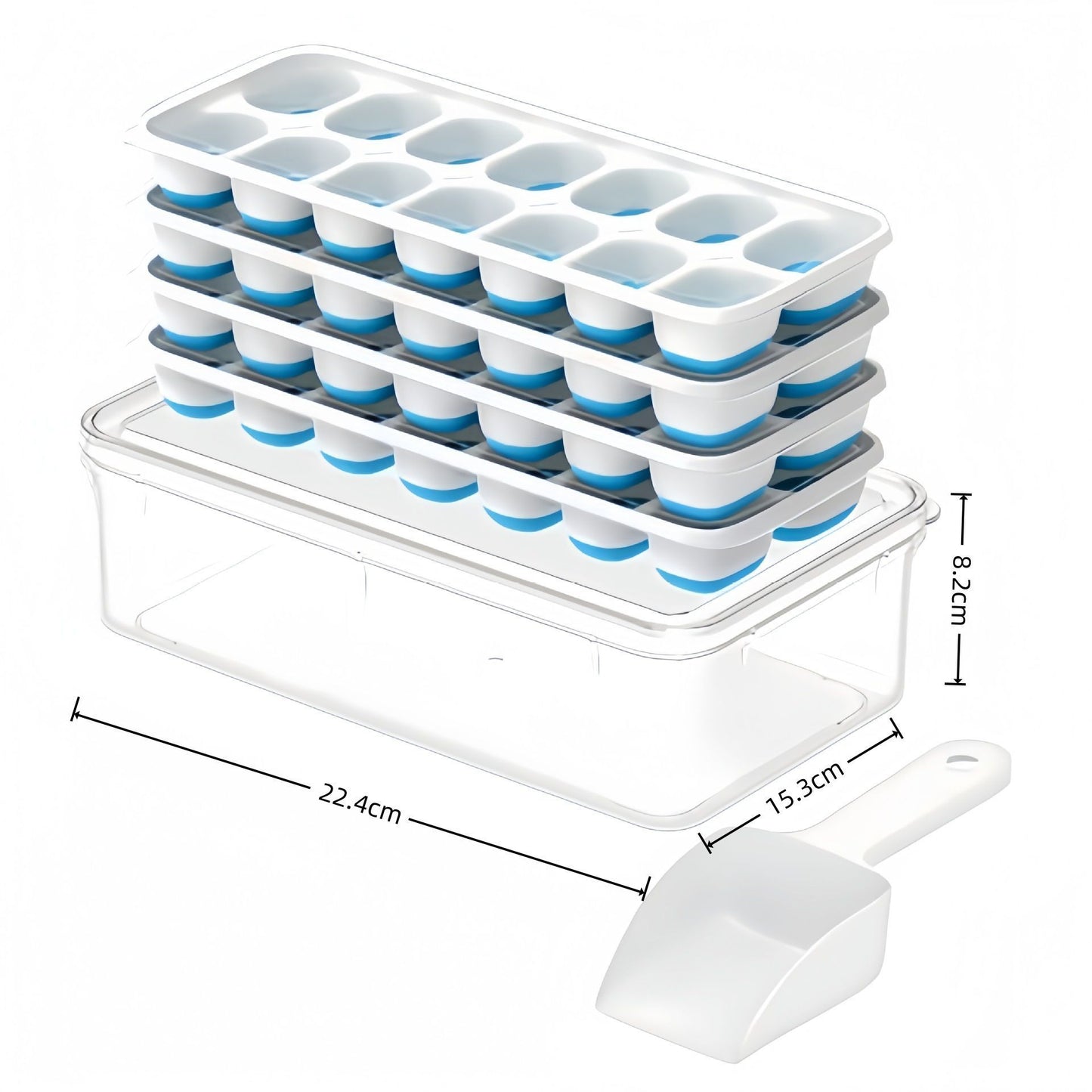 6Pcs 14-Grid Square Silicone Ice Cube Trays, Soft Bottom Ice Molds