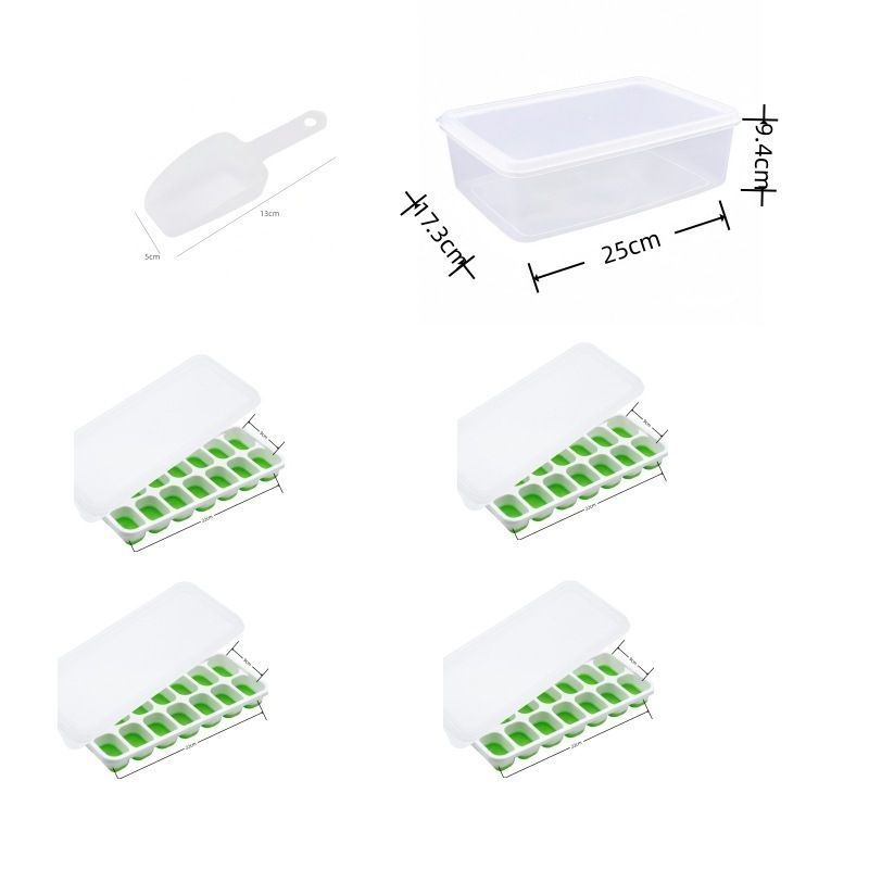 6Pcs 14-Grid Square Silicone Ice Cube Trays, Soft Bottom Ice Molds