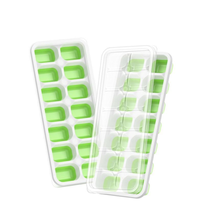 6Pcs 14-Grid Square Silicone Ice Cube Trays, Soft Bottom Ice Molds