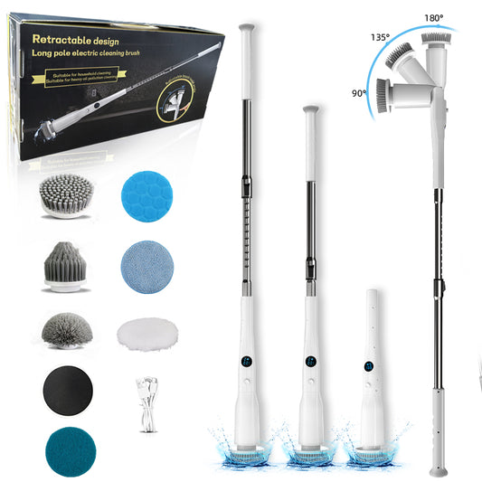 Electric Spin Scrubber Power Shower Cleaning Brush with Extendable Handle & 8 Brush Heads for Bathtub Tile Grout Kitchen Window and Floor