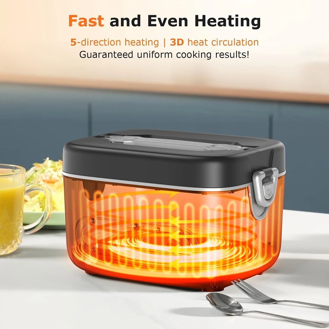 1.2L Electric Lunch Box 12000mAh Portable Food Warmer 5-Sided Heat Auto Temp AU