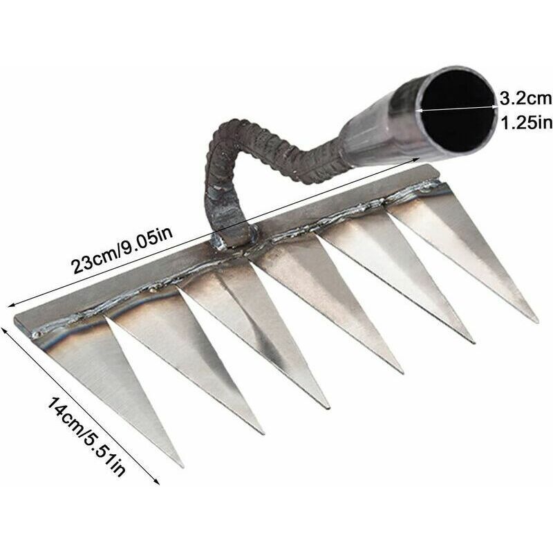 Weeding Rake, 6, Heavy Leaf Rake Lawn Rake Stubble Rake Duty Broom Rake Tine Garden Rake Carbon Steel Rake for Weeding and Loosening Seeds