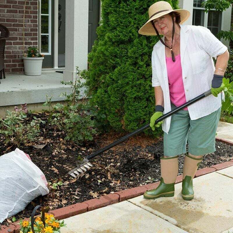 Weeding Rake, 6, Heavy Leaf Rake Lawn Rake Stubble Rake Duty Broom Rake Tine Garden Rake Carbon Steel Rake for Weeding and Loosening Seeds