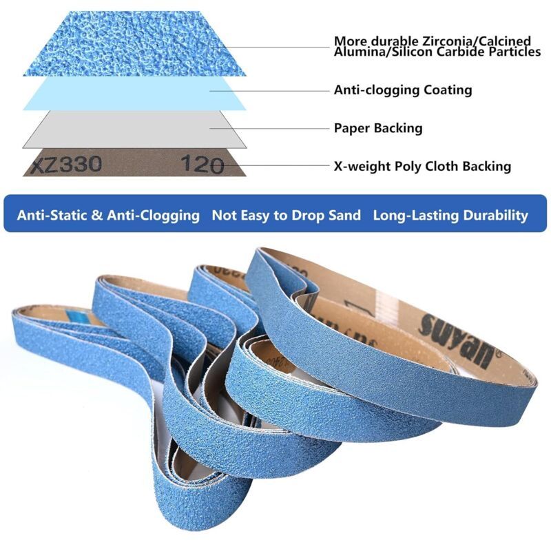 12 Pcs Bandes Abrasives Corindon of Zirconium Elimination of the Rouille Grain 40 and 60 and 80 and 120 Broyage of Seals Metall, 25 X 762 mm, 762 mm