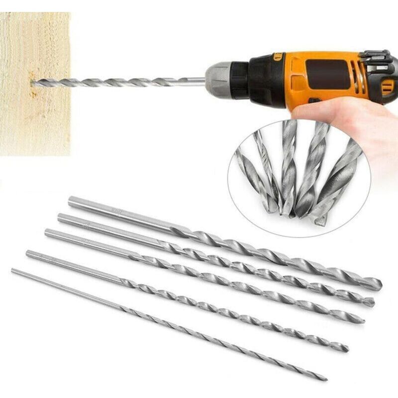 2 Pcs HSS Twist Drill Bits Extra Long Straight Shank Drill Bits Diameter Overall Length, 4mm, 200mm, 4mm Diameter